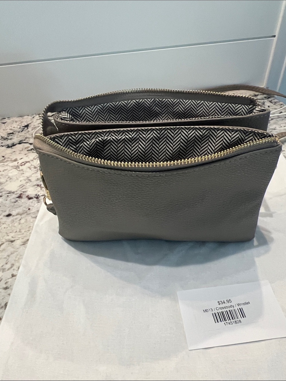 Women's Toupe Double-Zip Crossbody Bag